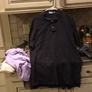 Men’s collared shirt XL Polo black w/purple horse